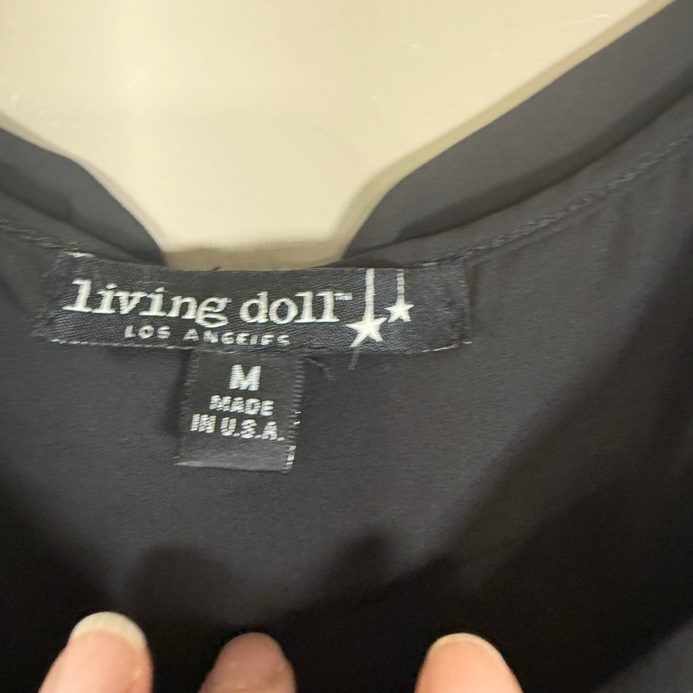 Living Doll Black Sheer Bow Detail Sleeveless Tank Medium - Picture 3 of 11